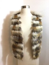 New Hazel Real Badger/rabit Fur Beige/grey Vest Size L (fit Size M) $329