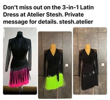 Vibrant 3 In 1 Latin Dress By Stesh Pull up skirts Size S Accessories included
