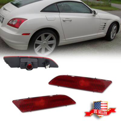 2x Red Rear Bumper Side Marker Reflector Lights For 2004-2008 Chrysler Crossfire