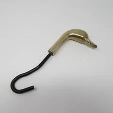 Vintage Brass Mallard Duck / Goose Fireplace Damper Pull Hook Hanger Flue