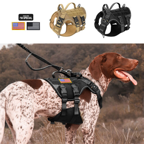 Tactical Dog Harness No Pull Training Reflective Vest with Handle & Patches L/XL - Picture 1 of 20
