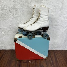 VTG Sure-Grip Super X-5 Quad Roller Skates White Leather w/ Case  Keys Size 9