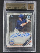 Brett Baty 2019 Bowman Chrome Draft 1st AUTO BGS 10 PRISTINE METS
