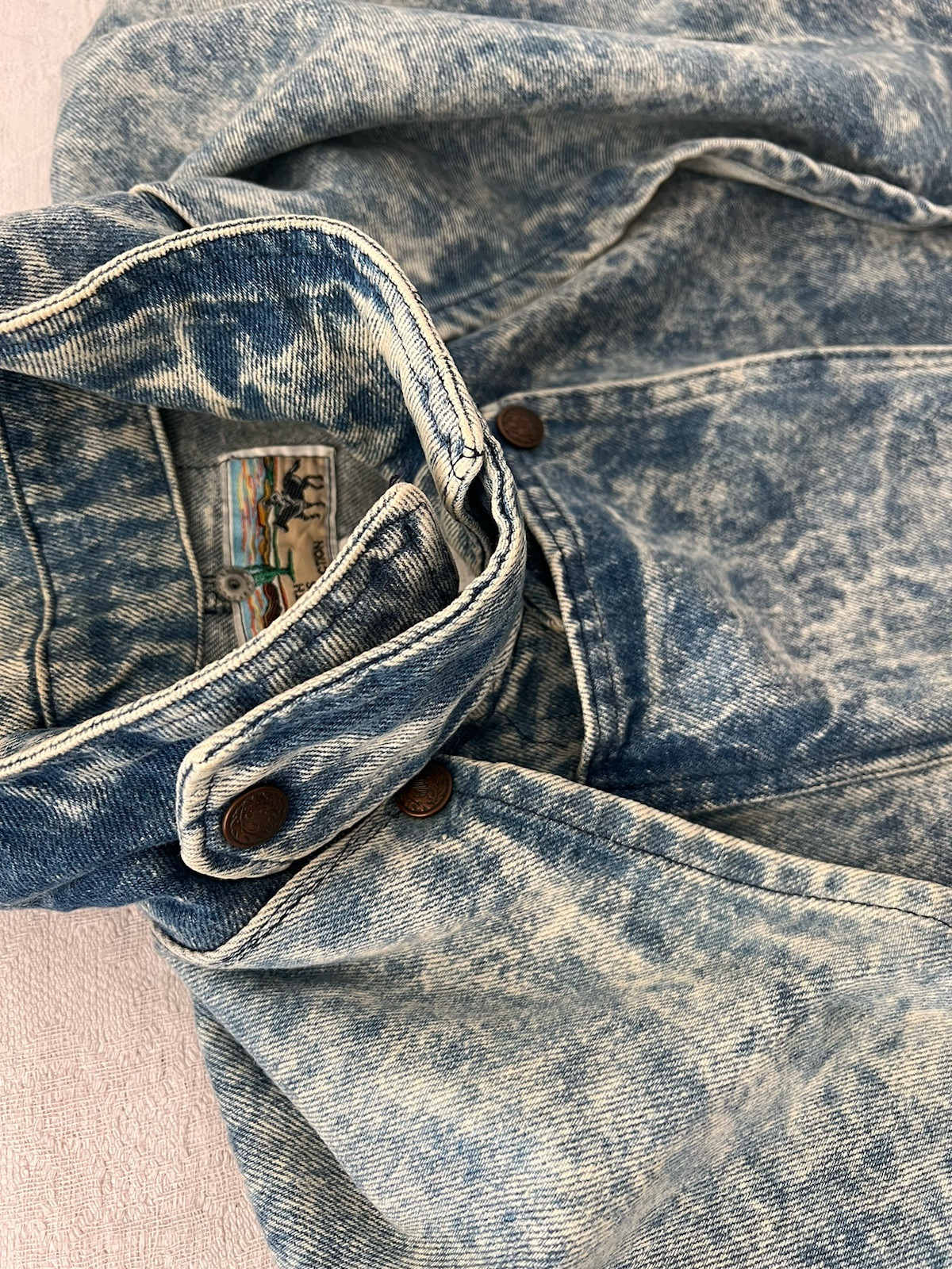 VTG 1980’s Saddlesmith Outfitters Action Denim Duster Acid Wash Coat Chore Ranch