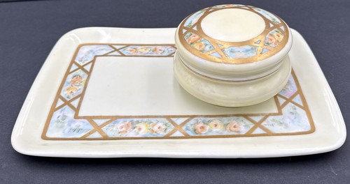 Vintage Vanity Tray Set Royal Bavarian Tray Powder Trinket Hand painted Floral
