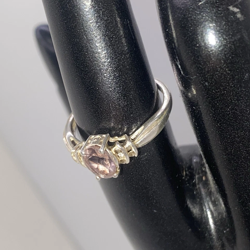 Conjunto de puntas creadas en laboratorio talla 7 anillo de ley 925 con astillas de diamantes y alejandrita Foto 4 de 4