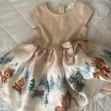 H&M Mädchen Kleid 98/104 Satin beige Reh-Wei...