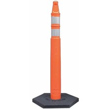 Delineator Post with Base, HDPE, Meets MUTCD Requirements, 10 lbs, Orange, 43 in