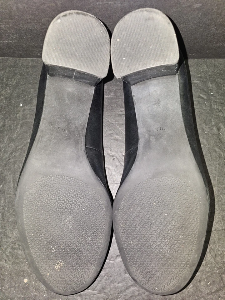 Tory Burch 签名黑色皮革方跟 Benton 泵女式 10.5 码无盒 — 第 4/4 张图片