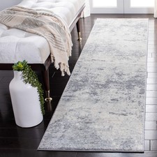 Brentwood Collection Runner Rug - 2' x 12', Grey & Ivory, Modern Abstract Des...