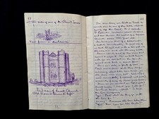 CIRCA 1883 HANDWRITTEN DIARY IRISH WOMAN TRAVELS ACROSS UK DRAWINGS RUINS CASTLE