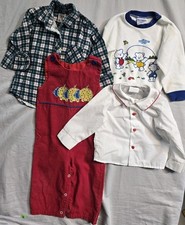 Vintage Boys Romper Shirt Overalls 18 Months Lot Of 4