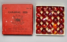 RARE BOX OF 25 AKRO AGATE NO. 0 CARDINAL RED MARBLES EXCELLENT CONDITION
