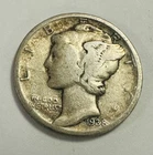 1938 Mercury 90% Silver Dime in Circulated Condition With Toned # MD 1938 CCWT