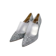 Badgley Mischka Women's Silver Glitter Pointed Toe Stiletto Pump Size 7