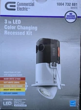 Commercial Electric Premium Downlight 3" LED color Changing Recessed Kit White 