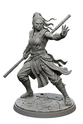 Female Half Orc Monk Resin Mini D&D 3D Printed Fantasy TTRPG Miniature 35mm