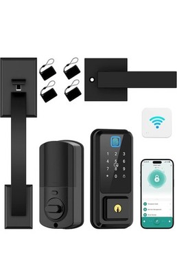 Bluetooth 4.0  Connection Keyless Entry Front Door  Lock Deadbolt W/ Handle Set