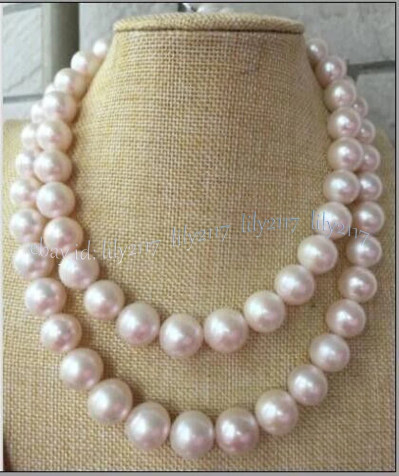 Huge 12-14mm Genuine Natural Round South Sea White Pearl Necklace 14-36 inches - Image 4 of 4