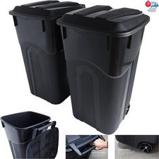 United Solutions 32-Gallon Wheeled Trash Can w/ Snap Lock Lid, Heavy-Duty 2-Pack