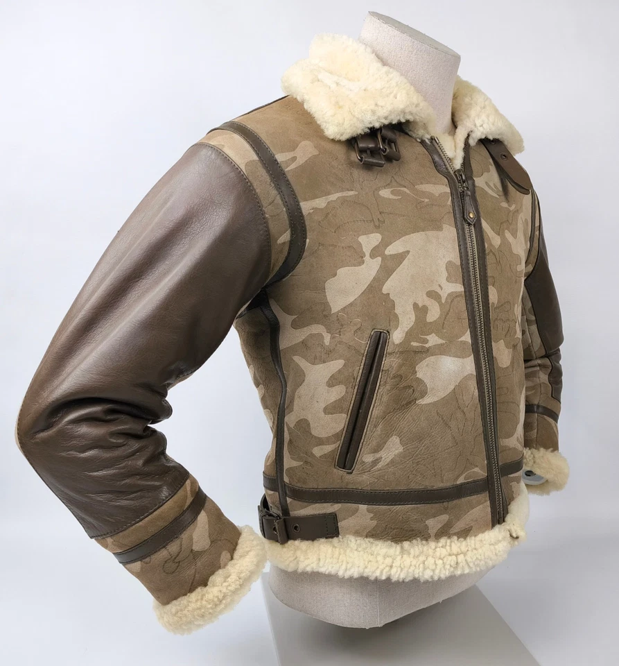 Chevignon Lederjacke gewachsenes Lammfell Gr. 38 (S) Camouflage Heritage - Bild 2 von 4