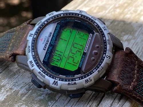 Authentic Vintage Gents TIMEX EXPEDITION Digital Compass INDIGLO,Quartz Watch,