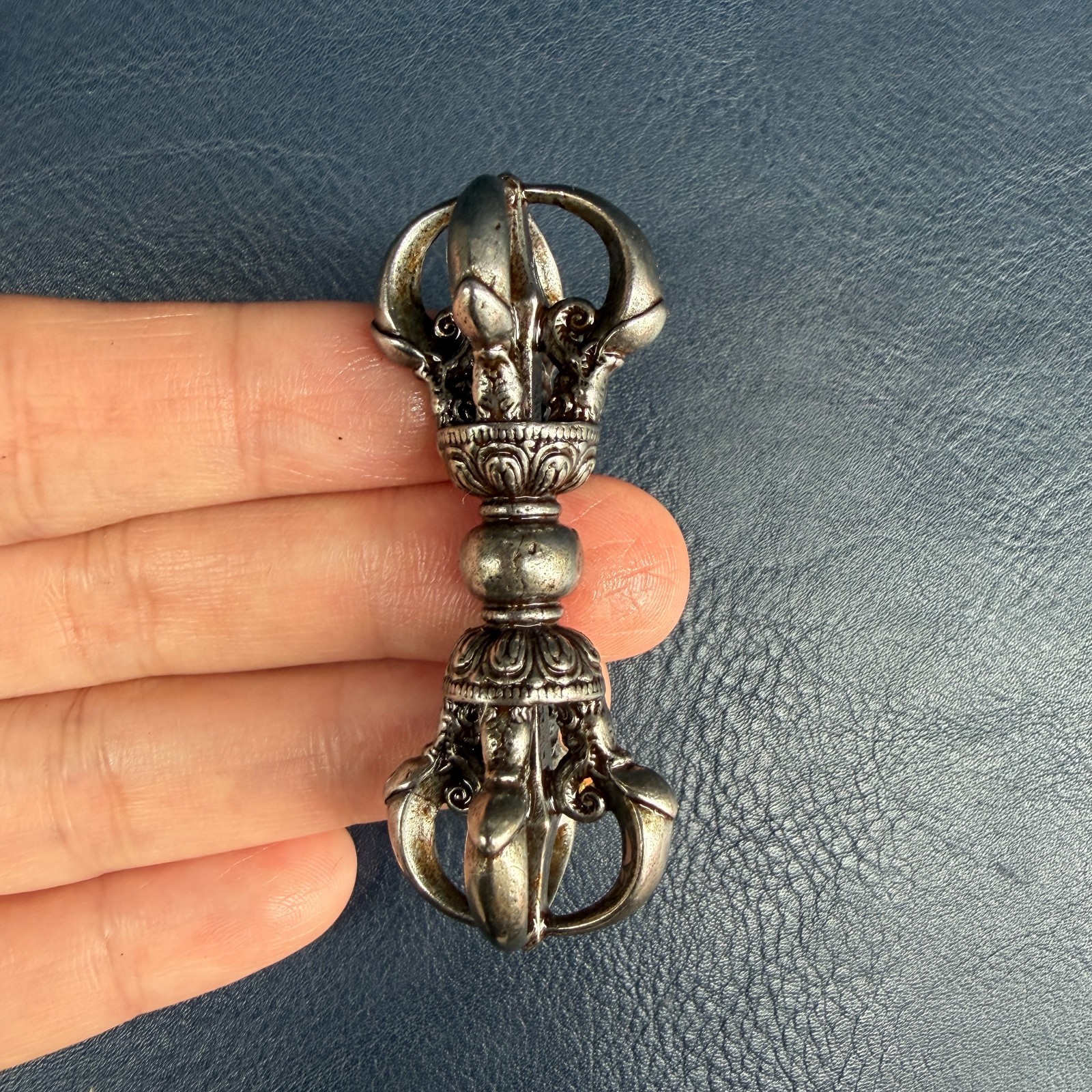 Tibetan Antique Iron Five-Pronged Vajra Dorje Amulet - Thokcha Pendant