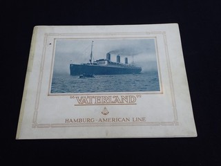 1913 S. S. VATERLAND HAMBURG AMERICAN LINE SHIP OCEANLINER BROCHURE BOOK BOAT #8