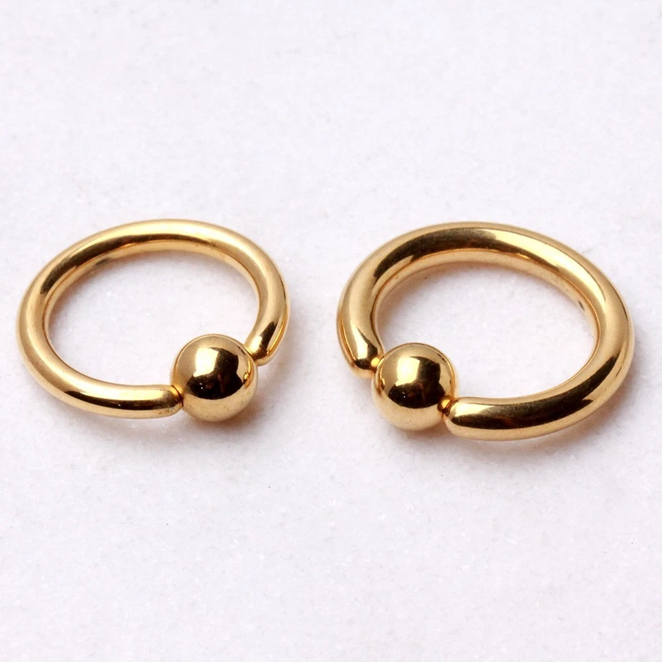 Gold Plated 316L Surgical Steel Captive Bead Ring - Image 3 of 4