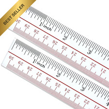 12 Inch Clear Plastic Ruler Set of 2 Transparent Inches Centimeters Kids Office