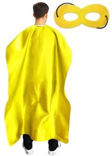 Adult Superhero Cape and Mask for Man Woman - Dress 57" L x 38" W, Yello  