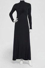 Ulla Johnson Women's Black Koa Ruched Jersey Turtleneck Maxi Dress Size L