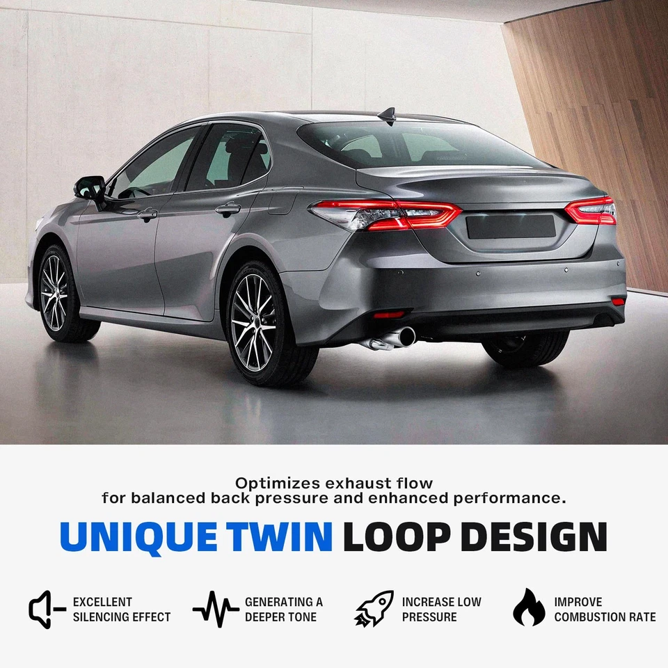 Silenciador de escape de doble bucle 2,5" ID 4,0" punta inoxidable para Mercedes-Benz C63 AMG Foto 3 de 4