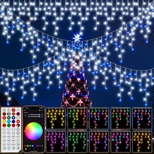 40+ Modes Smart Icicle Lights for 32.8FT 264 LEDs, Color Changing 