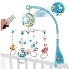 Baby Crib Mobile with Melodies Projector Blue