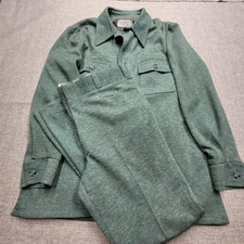 VTG 70s 60s Munsingwear Grand Slam 46 L Green tweed 2pc leisure suit disco 38/32
