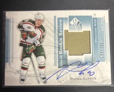 2004-05 SP Authentic Rookie Review Auto Patch Marian Gaborik /100 #RR-MG