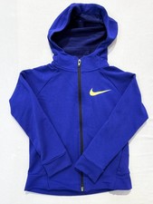Nike Hoodie Jacket Kids 4 Blue Dri-FIT Full Zip Hooded Athletic Swoosh