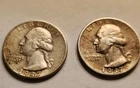 1937 D and 1937 S Washington Silver Quarters