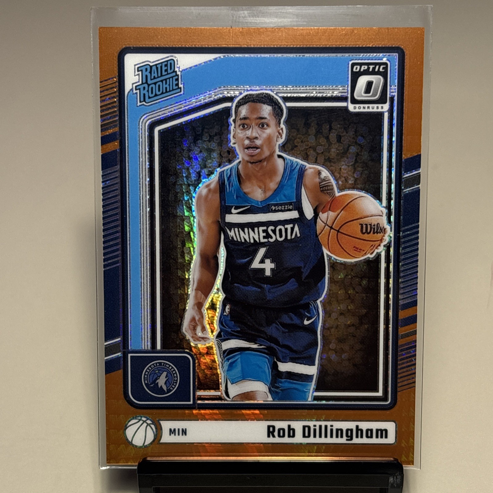 2024-25 Donruss Optic - Rated Rookie Rob Dillingham #259 Orange Hyper /299 RC