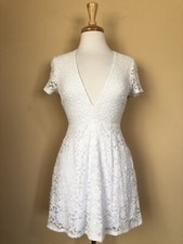 Show Me Your Mumu Women's White Floral Lace Fit Flare Mini Dress Sz M