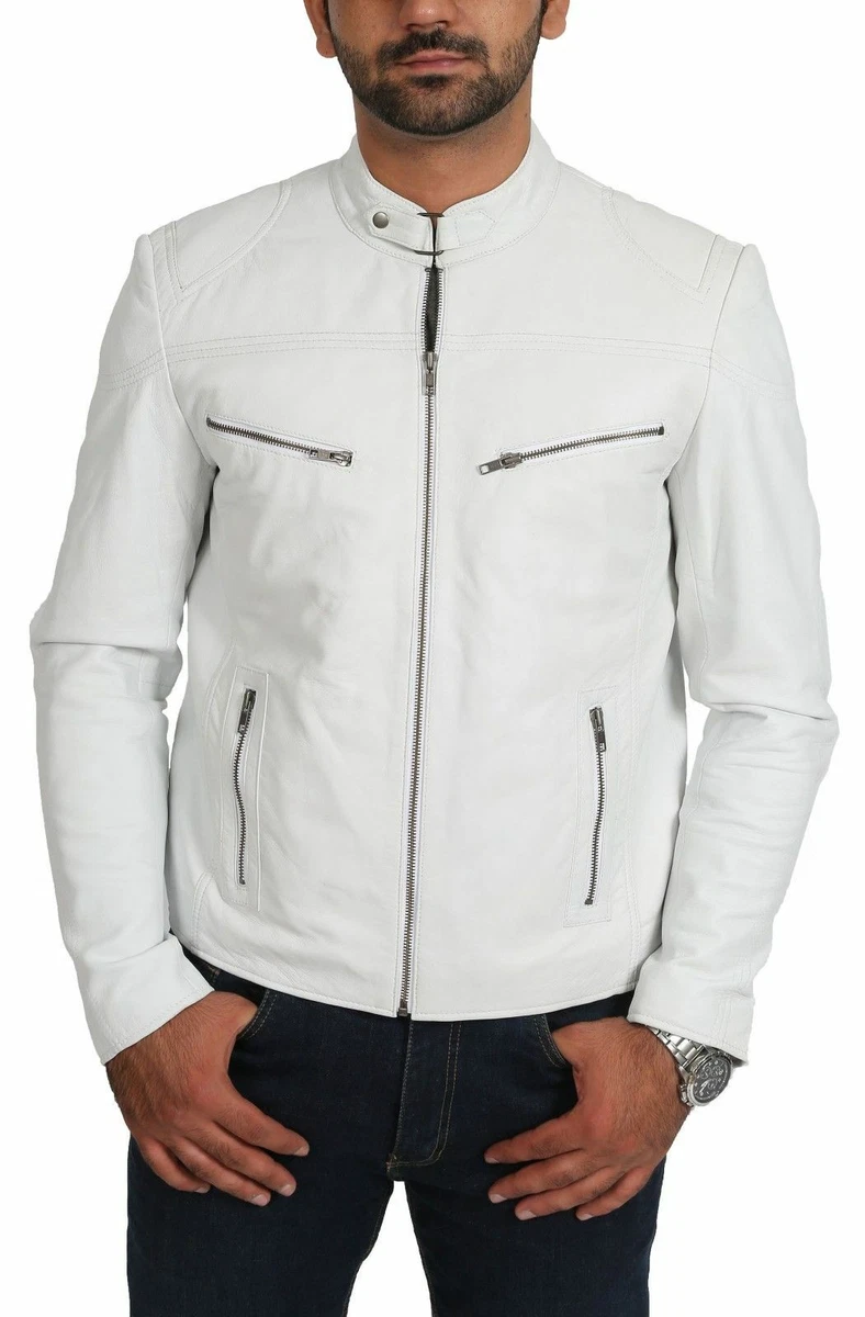 White leather top bomber jacket mens