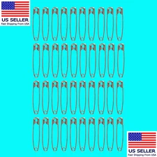 40 Extra Large Safety Pins, Sharp, Rust Resistant 2 Inch #3, Quilters, Crafting 