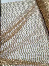 GOLD Sequin Embroidered Bridal Embroidery Lace Fabric with Small Floral Design