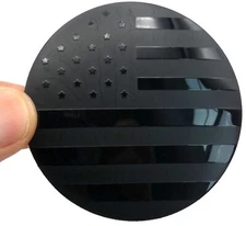 1x Black Patriotic American Flag Decal Sticker Emblem Aluminum Dome  56mm 2.20"