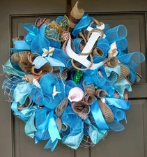 Summer Nautical Beach Wreath 24" Front Door Wall Seashell Coastal  Decor