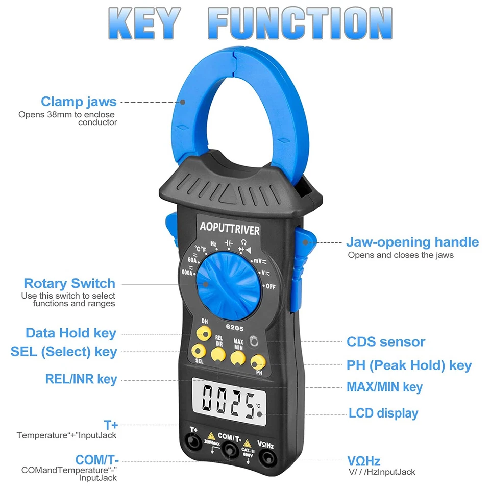 LCD Echteffektivwertm AC DC Stromzange Zangenamperemeter Zangen Gleichstromzange - Bild 3 von 4