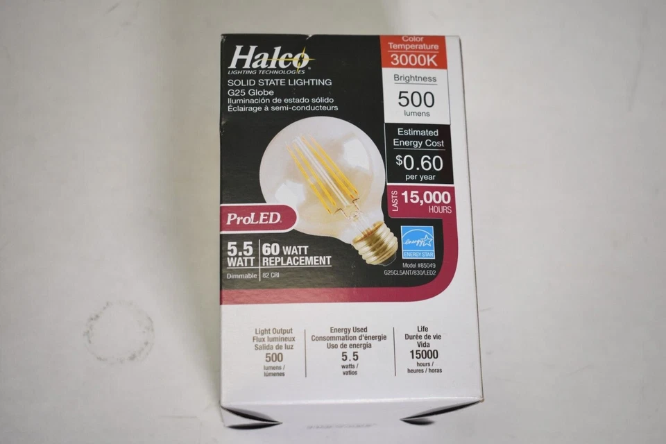 Halco 85049 5.5 Watt 120 Volt G25 Medium Screw Base 3000K Dimmable LED 10 Pack - Image 2 of 4