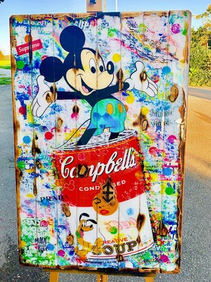 ADRIANO CUENCAS: ''MICKEY MOUSE CAMPBELL´S SOUP'' 120x80cm LIMITIERT 8 EXEMPLARE