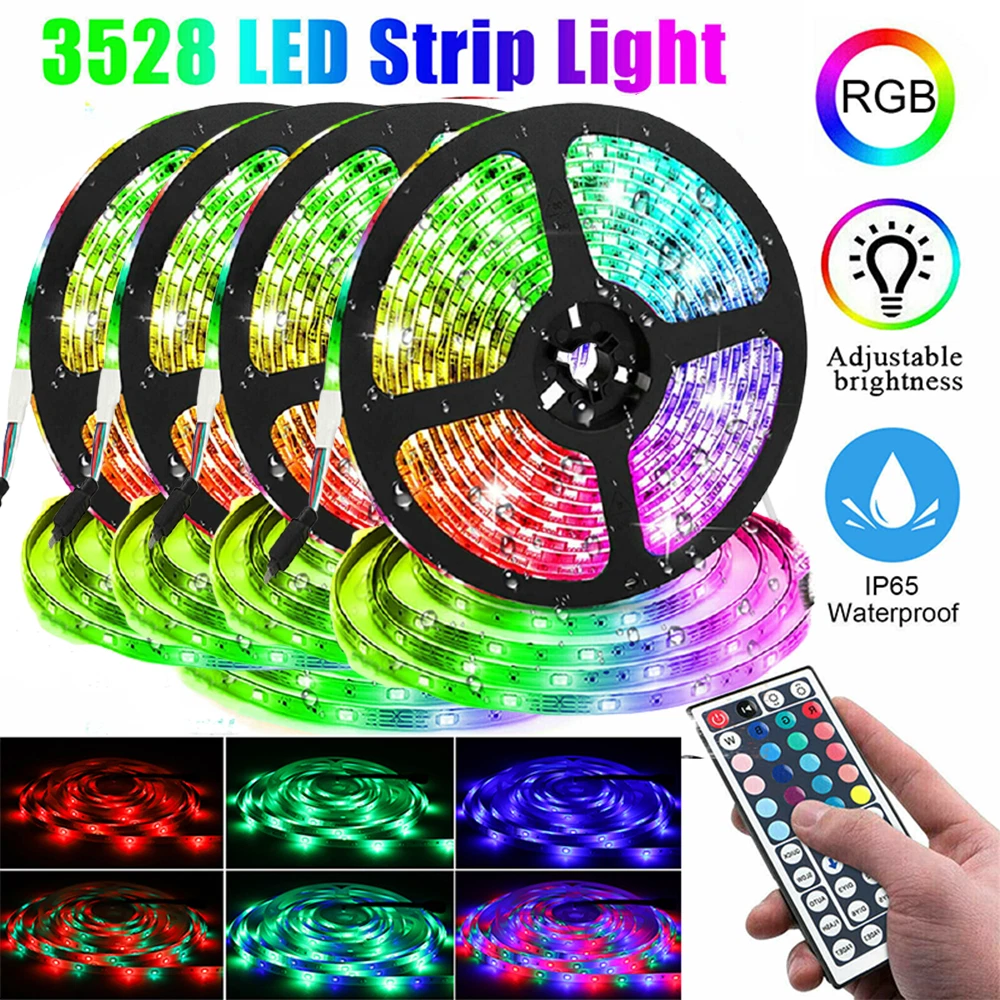 Led Strip Lights 65.6ft RGB Led Room Lights 3528 Led Tape Lights Color  Changing